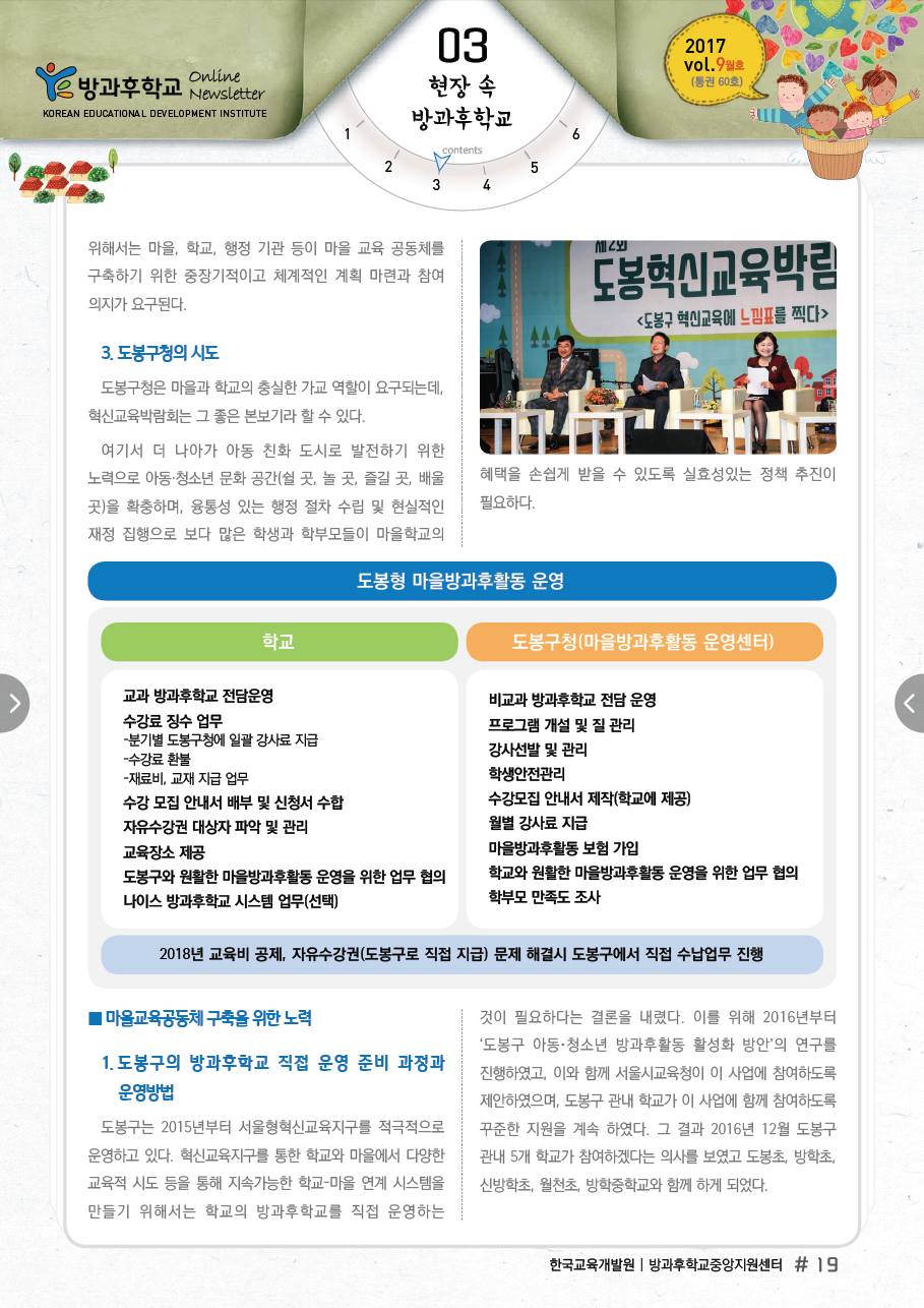 한국형 레저타임센터 (Leisure-time center)를 꿈꾸는 서울시 도봉구 마을방과후